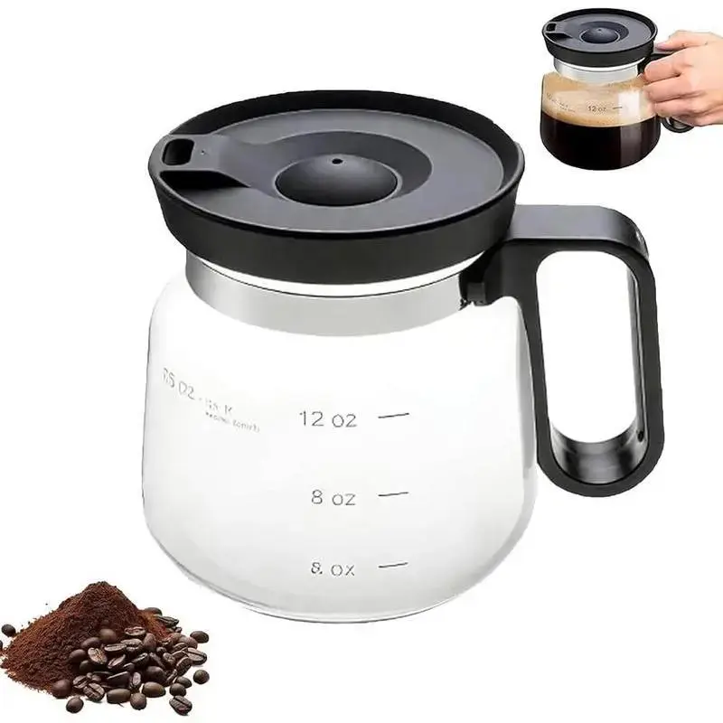 16 Oz Coffee Pot Coffee Mug,Mini Coffee Pot Cupwith Spill Proof Lid Heatproof Glass Mug Large Capacity ideal Gift for Coffee Lovers (1pcs)