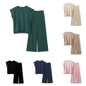 Molitree Womens 2-piece Knit Pullover Top High-waisted Pant Set Clothing Suit