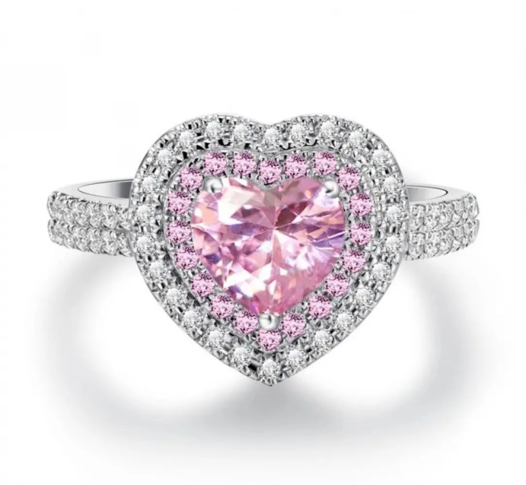 925 Sterling Silver Shiny Full Diamond Ring,Ladies Fashion Diamond Fashion Heart-Shaped Female Jewelry Ring Ladies,Eternity Engagement Wedding Band Ring for Women,cluster ring,jewelry,accessories women,y2k accessories,birthday gifts for gf Anniversary Rin