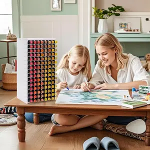 Marker Organizer Rack, 120-Compartment Marker Stand with Dividers, Marker Storage Box, Stationery Organizer, Suitable for Pens, Colored Pencils, Paintbrushes, etc., Adjustable Pen Holder, Desk Organizers, Desktop Organization Essential