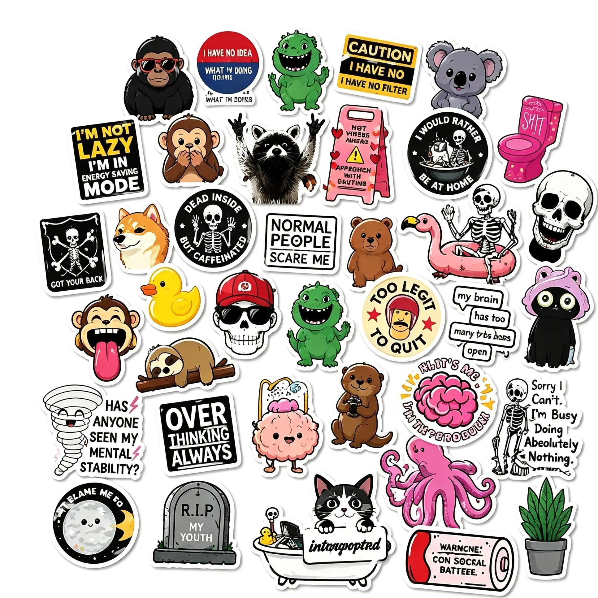 130Pcs Unhinged Meme Stickers Funny Relatable Quotes for Laptops Water Bottles & Hard Hats Waterproof Vinyl Decals
