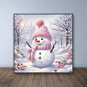 Snowman Pattern DIY Diamond Arts Colorful Painting Kit without Frame, DIY 5D Diamond Arts Colorful Painting Kit, Wall Art Decor for Home Living Room Bedroom