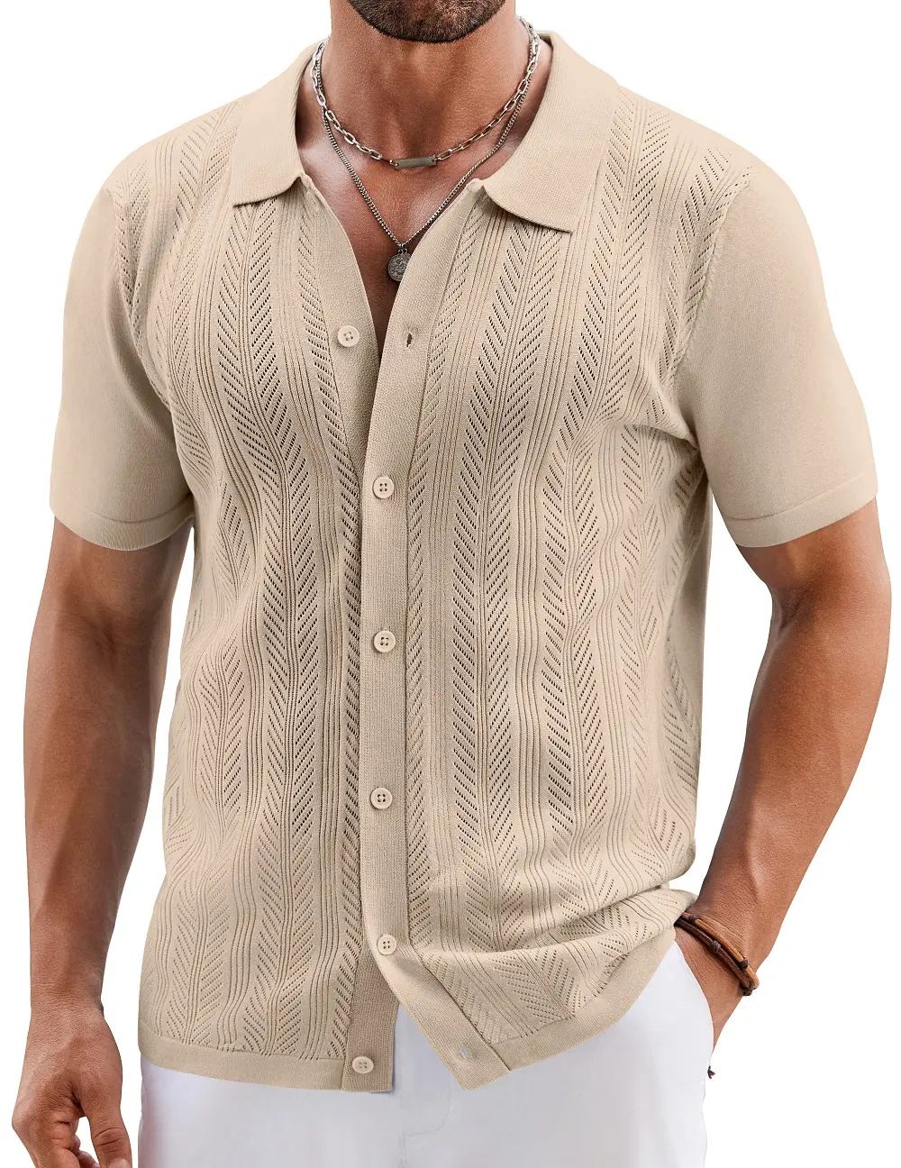 COOFANDY Mens Knit Button Down Shirts Short Sleeve Vintage Polo Shirt Casual Vacation Beach Shirts COOFANDY Mens Knit Button Down Shirts Short Sleeve Vintage Polo Shirt Casual Vacation Beach Shirts