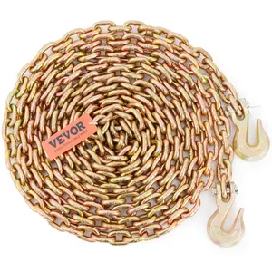 VEVOR Transport Binder Chain, Summervibes,Summervibes, 4900 lbs Working Load Limit, 5/16'' x 20' G80 Tow Chain Tie Down with Grab Hooks, DOT Certified, Galvanized Coating Manganese Steel for Dock Factory Construction Site