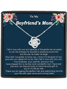 To My Boyfriend's Mom Knot Pendant Necklace , Gift Box Included, Meaningful Card, Birthday Mother's Day Christmas Gifts
