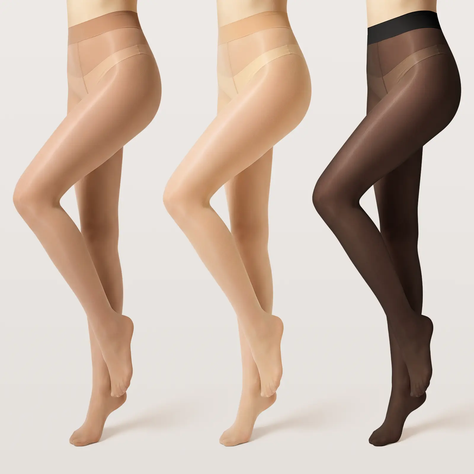 SHEYEAH Women's 3-Pack High-Waist Pantyhose, Sheer Silky Underwear Set with an Ultra-Smooth Glossy Oil Shine, Underwear Sets