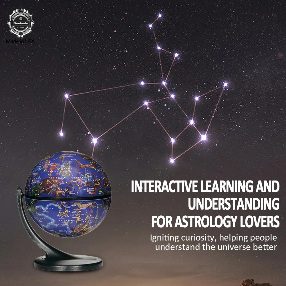 Replogle 4.3 in Mini Interactive Celestial Globe - 720° Rotation, Detailed Depictions of Constellations Nebulae, 110V STEM Astronomy Tool, No Lights, Manufacturer Warranty, Enhances Learning, Stargazers Birthday Gift, School Supply