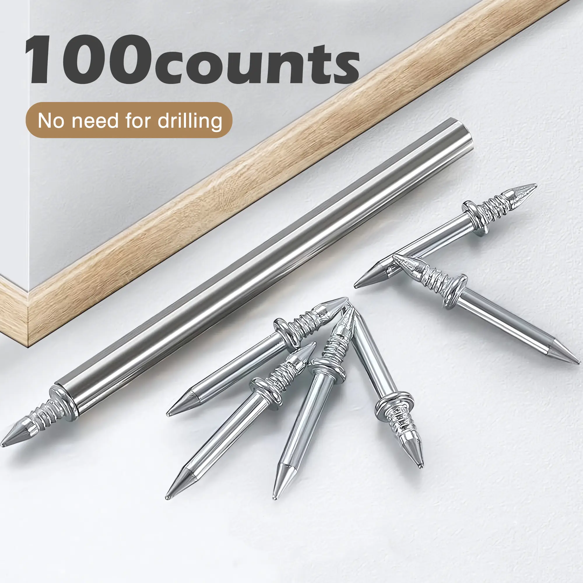 100 pieces of double-headed baseboard nails, seamless and traceless, specially designed for solid wood baseboards, invisible and safe screws.