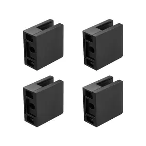 VEVOR Glass Clamp, 40 PCS Square Glass Railing Bracket for 0.31 -0.47 Tempered Glass, 304 Stainless Steel Glass Mounting Clamp, Glass Shelf Bracket for Balcony, Garden, Deck, Stair, Black