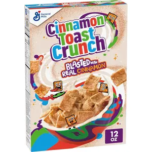 Crispy Cinnamon Breakfast Cereal – Sweet Crunchy Family Snack Cereal, 12 oz Box