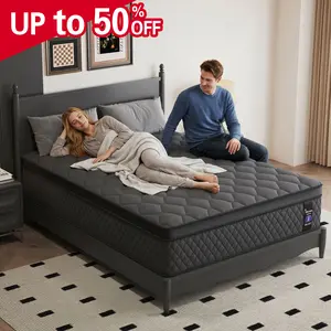 10"12"14" Gel Memory Foam Hybrid Pocket Spring Twin Full Queen King Mattress In A Box, Euro Top Mattresses Medium Firm For Motion Isolation, Edge Support