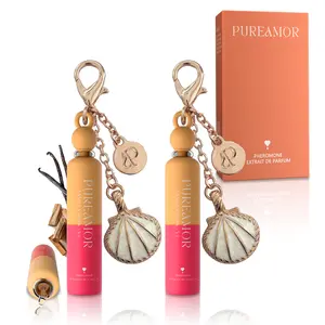 PureAmor 2-Pack Mini Keychain Pheromone Extrait de Parfum (2ml x 2) - 8+ Hour Long Lasting Designer Inspired Fragrance, 6 Scents (Same Duo): Floral, Woody & Sweet. Perfect for Date Night, Daily Wear, Party & Gifting