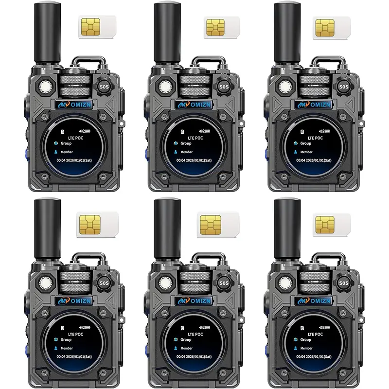5/6/7pcs 5000-miles Long-range Public-network Radio, SOS Alert, Flashing Red And Blue Strobe Lights, One-touch PTT (Push-to-Talk) Ready For Use, Multi-user Communication. Comes With SIM Card No Monthly Fees, Commercial, Industrial, Home, Security, Outdoor