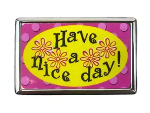 Have a Nice Day Girly Pink Daisy Polka Dot Design Metal Case Wallet