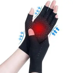 Arthritis Compression Gloves, 1 Pair Anti-slip Glue Dot Fingerless Gloves for Work, Cycling Gloves, Sports & Outdoor Accessories for Women & Men relieve hand pain