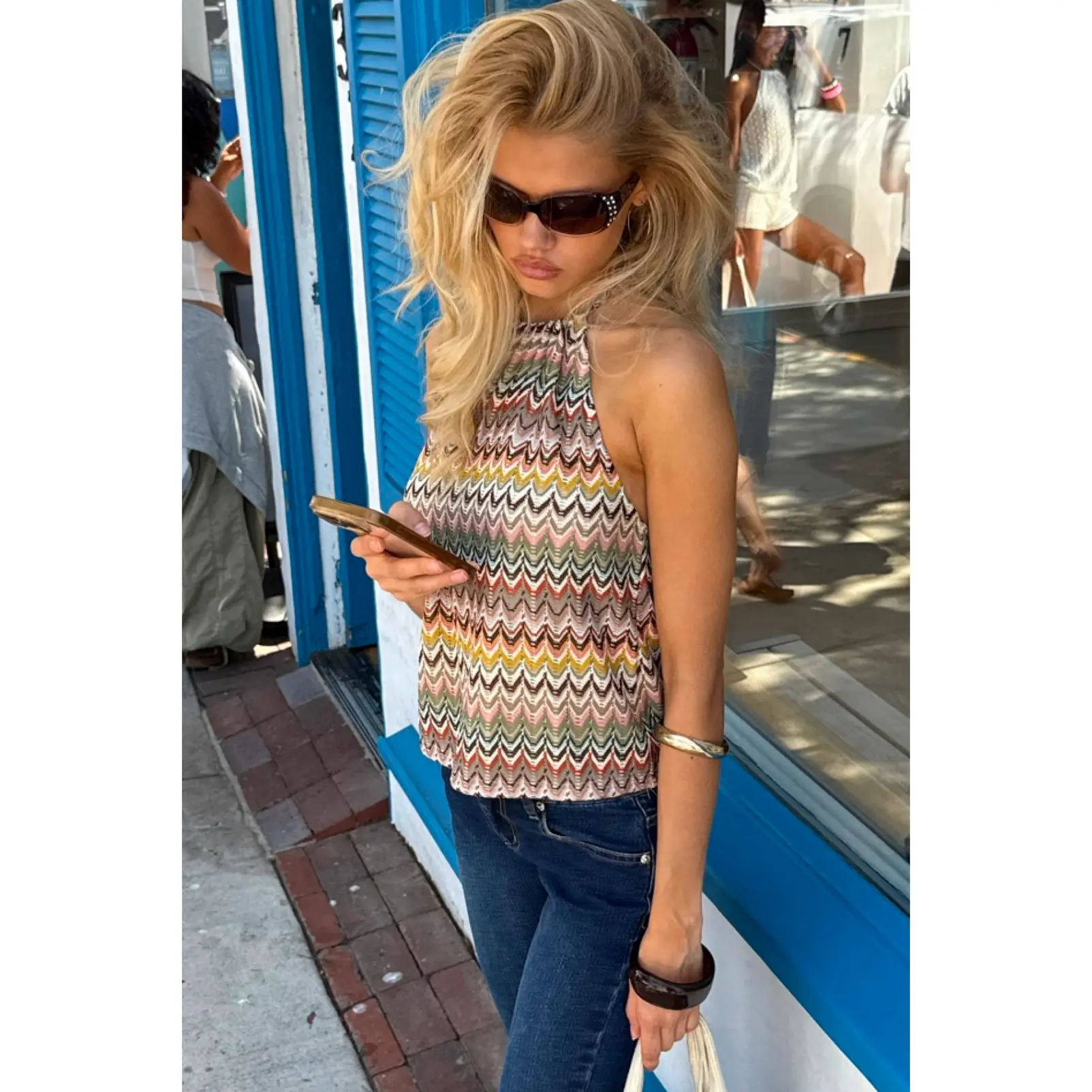 Kelsie Zigzag Crochet Halter Top