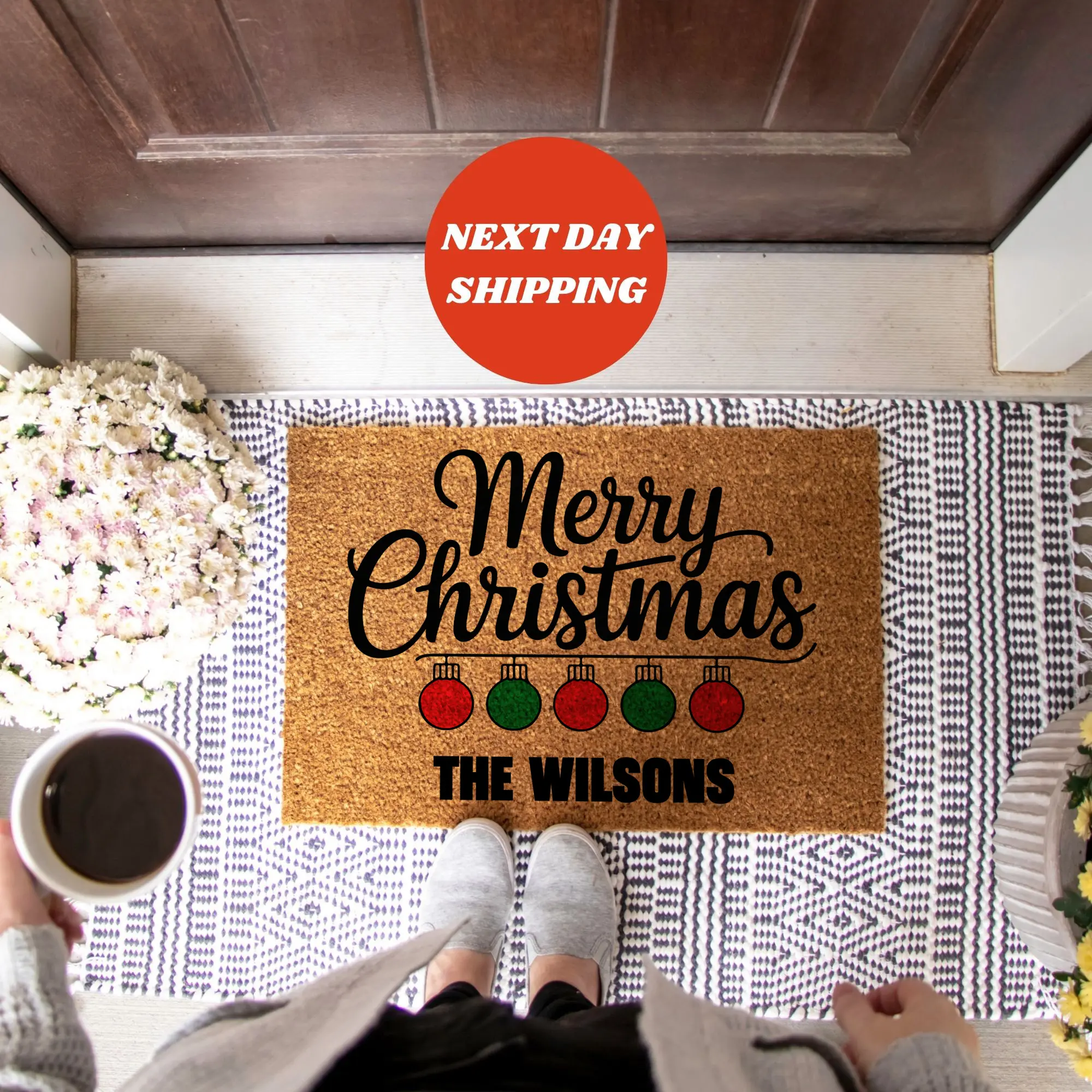 Custom Merry Christmas Doormat, Your Family Name Here, Monogrammed Holiday Mat, Custom Festive Decor, Perfect Xmas Present, Christmas Gift, Front Door Mat, Holiday Decor, Outdoor Mat, Christmas Doormat, Patio Decor, Xmas Gifts