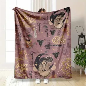 Sister of the Moon Stevie Nicks Inspired Blanket Soft Cozy Warm Flannel & Fleece Throw Blankets for Bed & Couch, Mystical and Moonlit Design Artistic and Vintage Inspired, Ideal Gift for Music Fans, Stevie Nicks Lovers, Birthday, Holiday