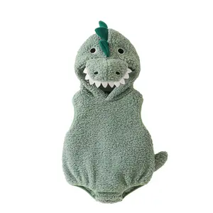 Infant Baby Boy Girl Dinosaur Outfit Halloween Costume Fleece Bodysuit Newborn  Sleeveless Hooded Romper Jumpsuit ​
