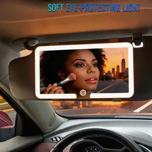 2PACK-Magnetic Detachable Car LED Vanity Mirror with Tri-Color Dimmable Light, HD Clear Glass, USB Rechargeable, Universal for All Vehicle Models