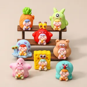 SpongeBob Cubby resin DIY toy figure, trendy gift, children's collectible figurine, cute ornament