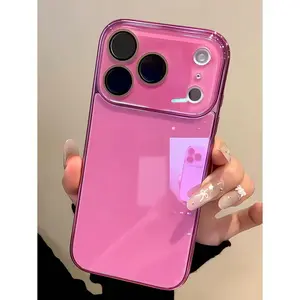 Candy Macaron Series – Skin-Feel Crystal Clear Case for iPhone 17, 16, 15, 14, 13 Pro Max – Soft TPU Bumper + Hard PC Back – Full Lens Coverage – Cute, Minimalist, Pink & White