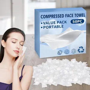 50 PCS Compressed Towel Tablets – 100% Expandable Face Towels, Disposable Coin Washcloths for Travel, Camping, Makeup & Skincare
