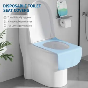 Disposable Waterproof Toilet Seat Covers Pack - Travel-Friendly Hygiene, Waterproof PE Membrane, Extended Coverage, Secure Adhesive Strips, Individually Wrapped, 40*60cm