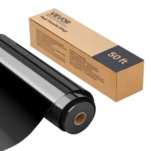 【Summervibes】VEVOR Heat Transfer Vinyl, 12 in x 50 ft, Glossy Black HTV Iron on Vinyl Roll, Easy to Cut and Weed, Strong Adhesion, Compatible with Cutting Machines, for Various Materials, T-shirts, Pillows, Hats