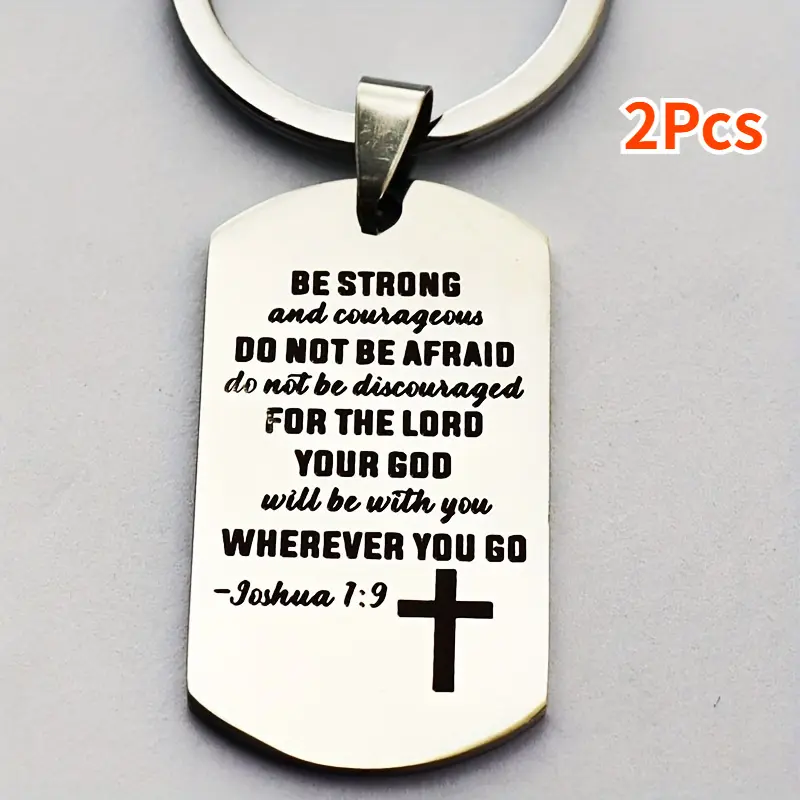 Men's 2-Pack Basic Metal Cross Keychains, Durable Stainless Steel Religious Jewelry with Bible Verses, Inspirational Quote Anniversary Gift (Cross Shape Multipack)