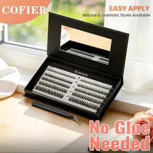 Cofier No-Glue DIY Lash Extension Kit - Lightweight Multi-Length False Lashes, Included Tweezer, Easy Application, High-Quality, Long-Lasting for Everyday Makeup