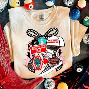 Living on That Blue Collar Dollar Bow & Flames Shirt, western clothing, western tops, western outfits women, western cowgirl stuff, punchy western wear, country girl stuff clothing clothes, women's graphic tees, sweatshirts for women, rodeo outfits