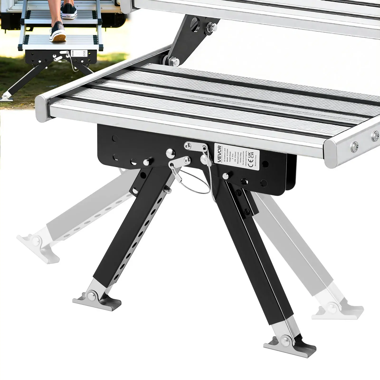 【Summerfinds】VEVOR RV Step Stabilizer,Height Adjustable Step Stabilizer KitCamper Stair Stabilizers with Powder Coated Steel for 5th WheelsTravel Trailers and MotorhomesAdjustable from 3 inch to 15 inch