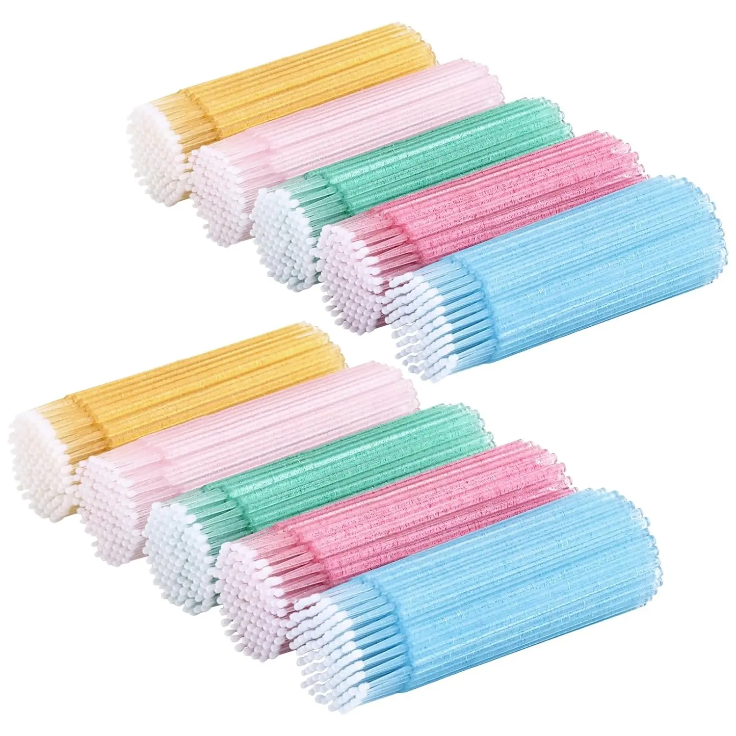 1000 Pcs Crystal Microbrushes Applicators for Eyelash Extensions - 5 Color
