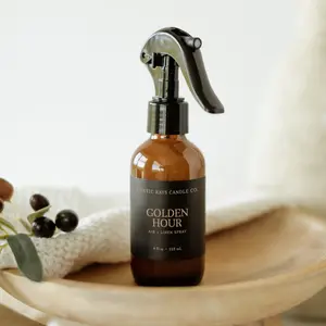 Golden Hour Room Spray - Summer Sunset Home Fragrance - Jasmine Peach Sandalwood Air Freshener - 4 oz Glass Bottle