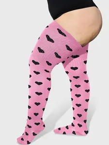 Thunda Thighs - Tubbies - Sweetheart Collection Plus Size Thigh High Socks - Women's Lightweight Cotton Blend Stretch