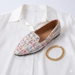 Instantly Elongate Your Legs!  Pointed Toe Tweed Flats | Colorful Women's Slip-On Shoes