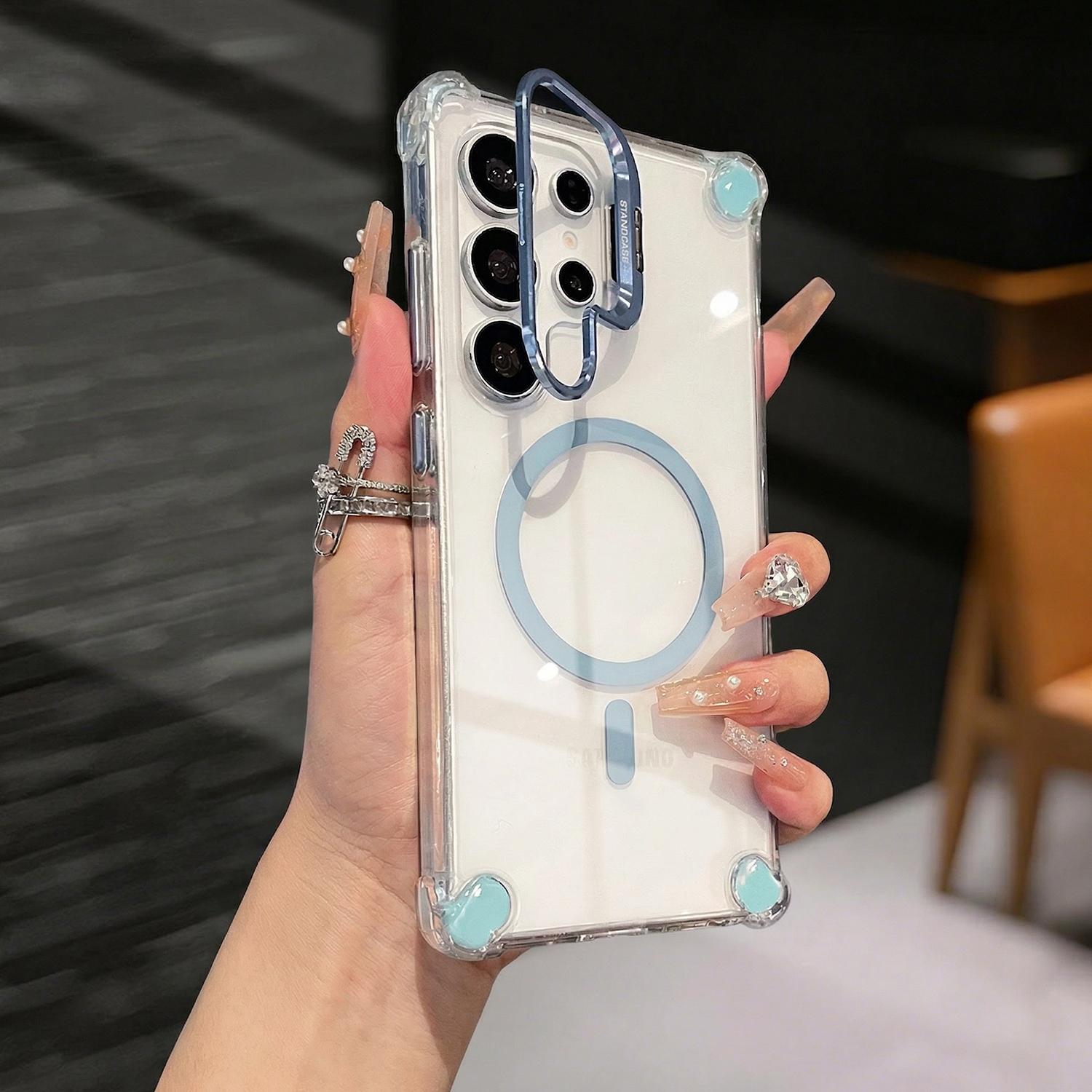 Case for Samsung Galaxy S26/S25/S24 S23 S22 Ultra Plus Clear Candy Built-in Lens Kickstand Slim Protective Shockproof Wireless Charging Cover