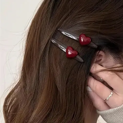 Vintage Heart Shaped Hair Clips, Barrettes, Cute Hair Accessories for Women & Girls, Minimalist Headwear Suitable for Thick Hair, Fashion Hair Accessories for Party, Daily Decor, Hair Clips for Styling, Metal Hair Clips