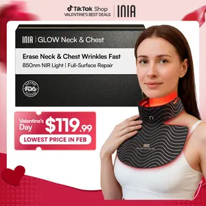 INIA GLOW Neck & Chest Red Light Mask – 850nm NIR LED Mask for Wrinkle & Spot Reduction, Lift & Firm in 4 Weeks, Rechargeable 2600mAh Controller, Clinic-Grade Full Coverage, Best Valentine's Day Gift for Her