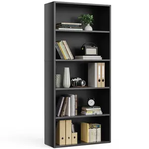 Industrial Bookcase - Large 53 Inch Tall Floor Standing Open Bookshelf for Home Office, Living Room, Bedroom Storage
