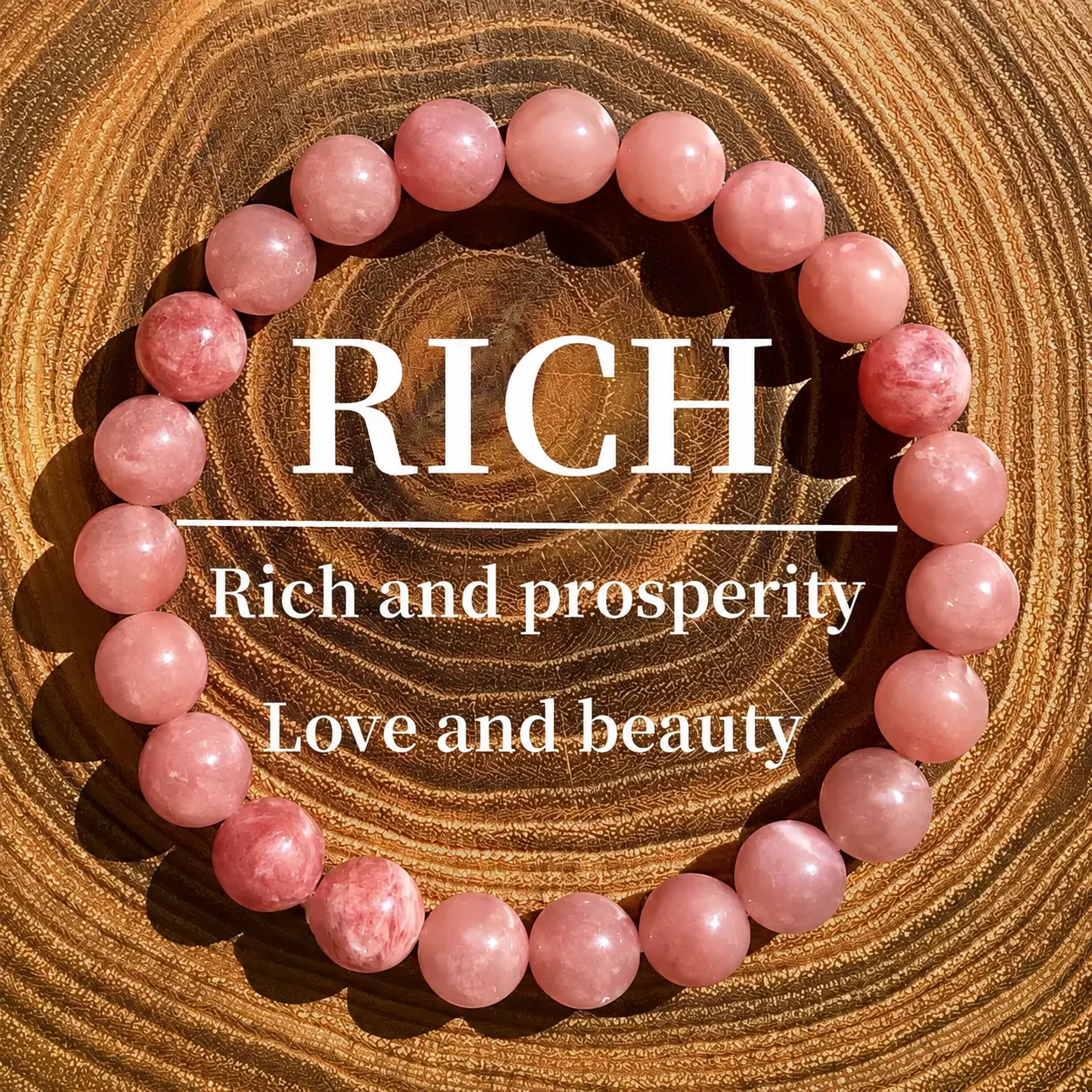 8mm Strawberry Quartz Stretch Bracelet, Pink Crystal Prosperity & Love Jewelry, Spiritual Wealth Abundance Band, Boho Minimalist Accessory, 6.3-7.9" Everyday Gift for Her & Women