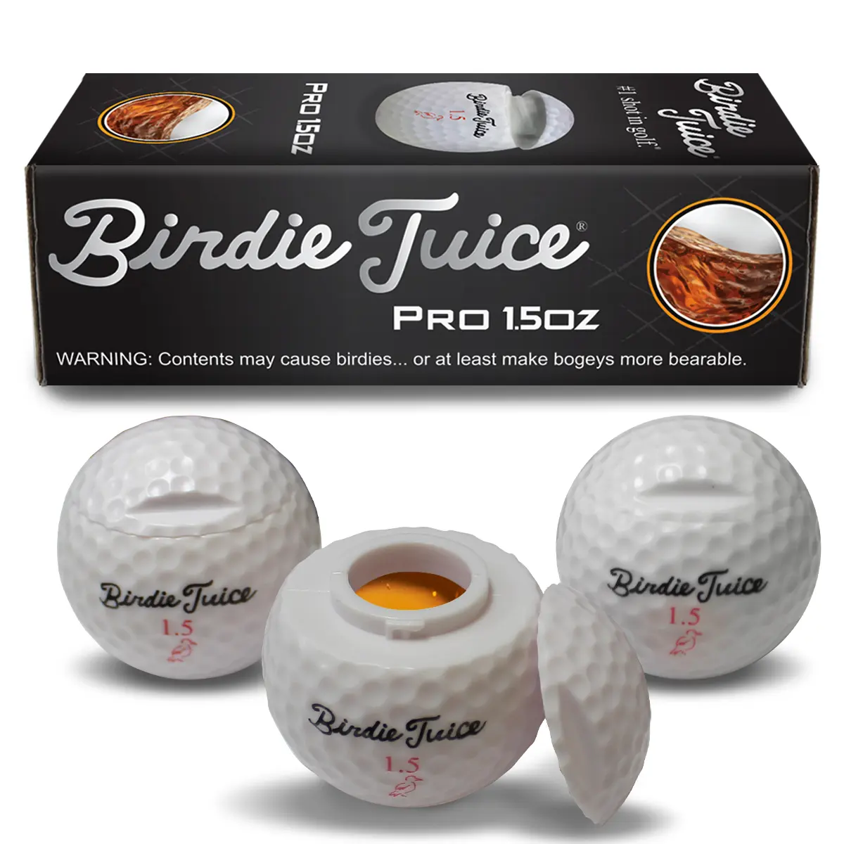 Birdie Juice Golf Ball Shot Glasses Set - 1.5oz Funny Golf Themed Shot Cups with Lids, Reusable Drinking Games, Perfect Golf Party Favors & Gifts for Men