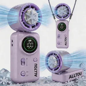 ALLTOU Mini Cooling Fan, 100-Speed High Speed Handheld AC Fan with 5000mAh Battery, Digital Display Mini Cooling Fan,  Foldable Cooling Fan for Travel, Office, Outdoor,Summer Travel Essentials for Kids & Adults