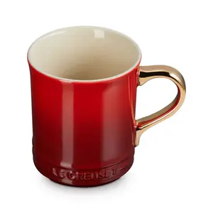 Le Creuset 14oz Gold Metallic Handle Mug | Cerise