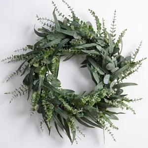 24 Inch Eucalyptus Wreath for Front Door, Large Size Artificial Greenery Wreaths, Greenery Encalyptus Wreath for Front Door Wall Window