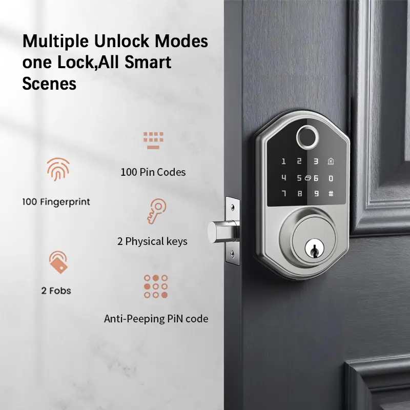 Touchscreen Biometric Fingerprint Smart Door Lock, LED Keypad Smart Door Lock, Keyless Entry, Fully Automatic Lock, Biometric Authentication, Card and Wristband Unlocking, Privacy-Protected Password, Easy to Install