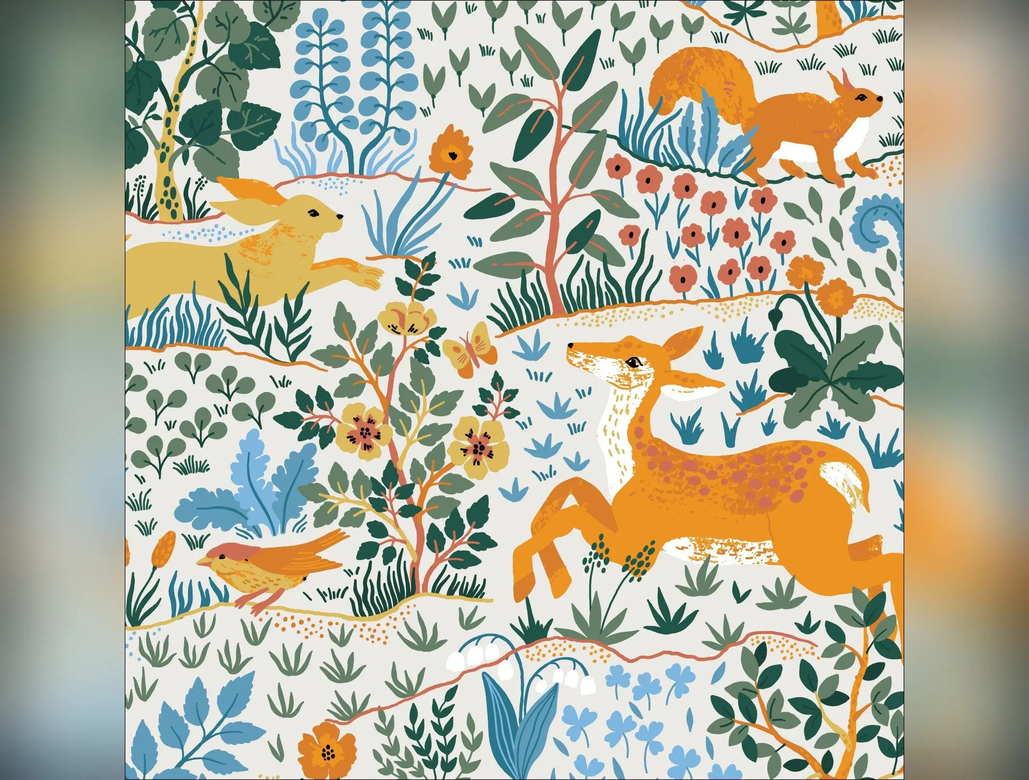Baltic Woodland - Wild Animals Light Organic Cotton from Cloud9 Fabrics