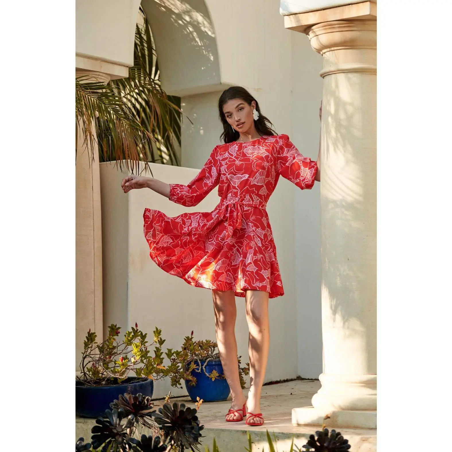 Ginger Floral Balloon Sleeve Derby Dress