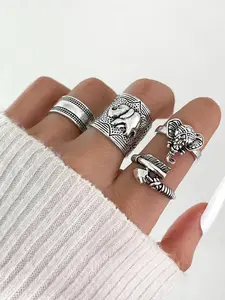 Elephant Decor Ring Set - 4pcs for Home Decor
